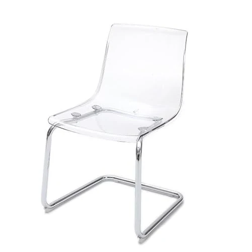 Lot de 2 chaises de salle à manger modernes en acrylique transparent style fantôme avec pieds en métal argenté pour cuisine, mariages, restaurants et banquets