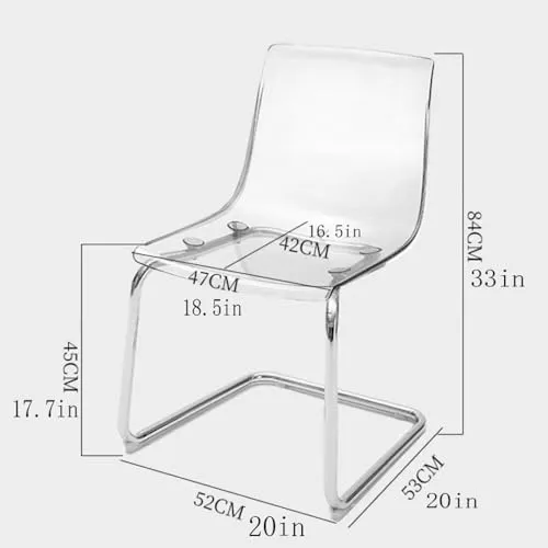 Lot de 2 chaises de salle à manger modernes en acrylique transparent style fantôme avec pieds en métal argenté pour cuisine, mariages, restaurants et banquets