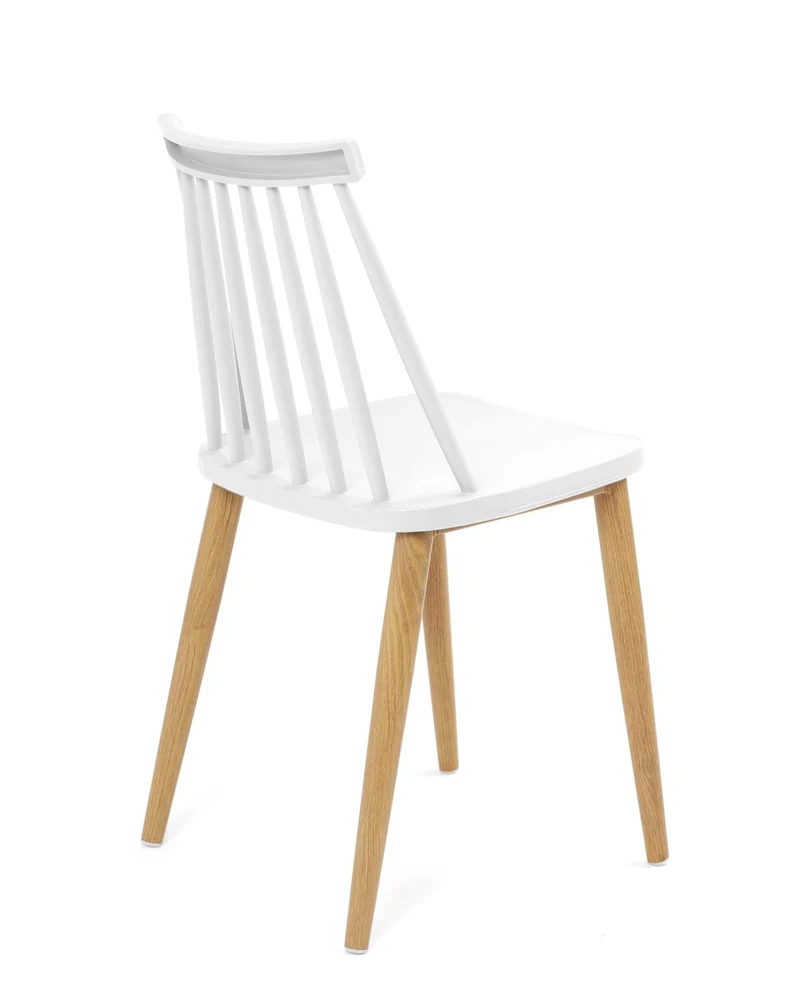 KAYELLES Lot de 2 - Chaise de Cuisine à barreaux bistrot café rétro scandinave, Pieds métal façon Bois Clair BAO (Blanc)