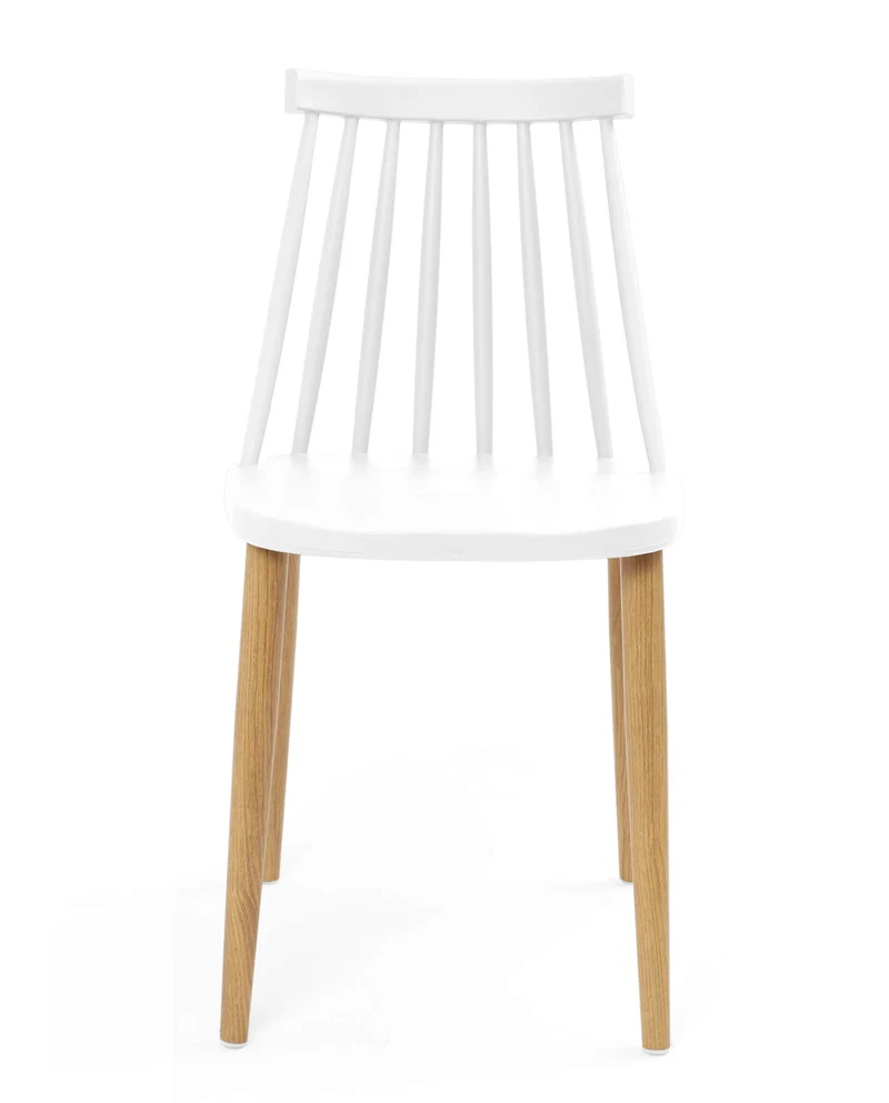 KAYELLES Lot de 2 - Chaise de Cuisine à barreaux bistrot café rétro scandinave, Pieds métal façon Bois Clair BAO (Blanc)