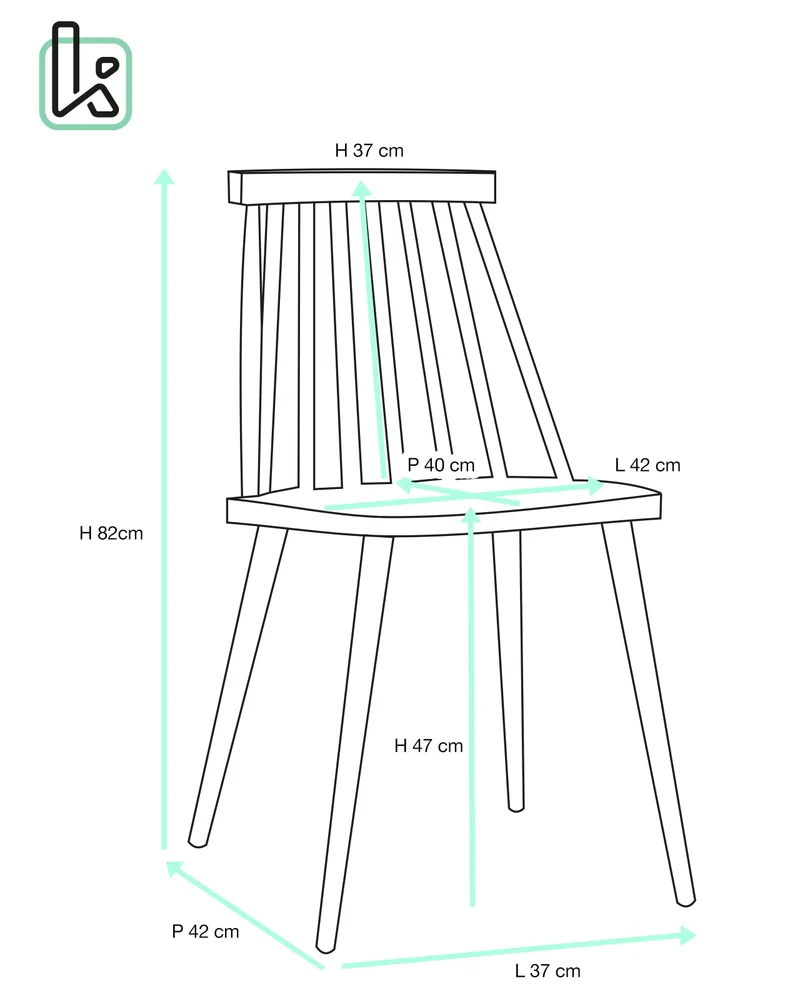 KAYELLES Lot de 2 - Chaise de Cuisine à barreaux bistrot café rétro scandinave, Pieds métal façon Bois Clair BAO (Blanc)