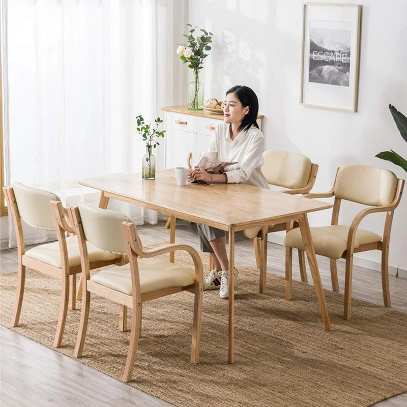 Chaise de salle à manger empilable avec accoudoirs, chaises d'appoint modernes en cuir PU, cadre en bois, bureau d'invités de club, chaise à accoudoir simple