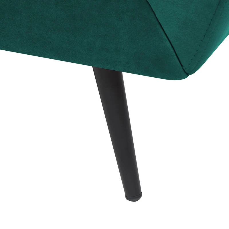 Beliani Canapé 3 Places Rembourré en Velours Vert Foncé avec Piètement Noir et Coussins Capitonnés Très Confortable pour Salon Glamour et Rétro