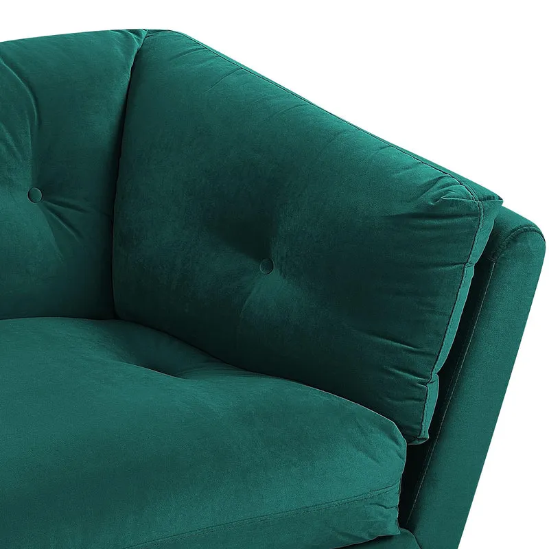 Beliani Canapé 3 Places Rembourré en Velours Vert Foncé avec Piètement Noir et Coussins Capitonnés Très Confortable pour Salon Glamour et Rétro