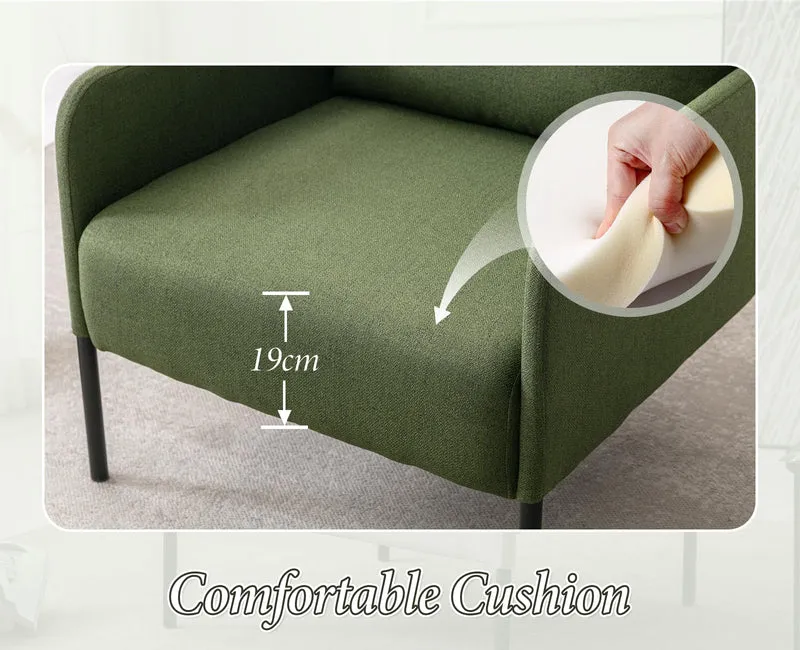 chairus Petit Canapé 1 Place Moderne Design, Fauteuil de Salon avec Pieds en Métal, Fauteuil Scandinave en Lin pour Salon Chambre Bureau, Vert