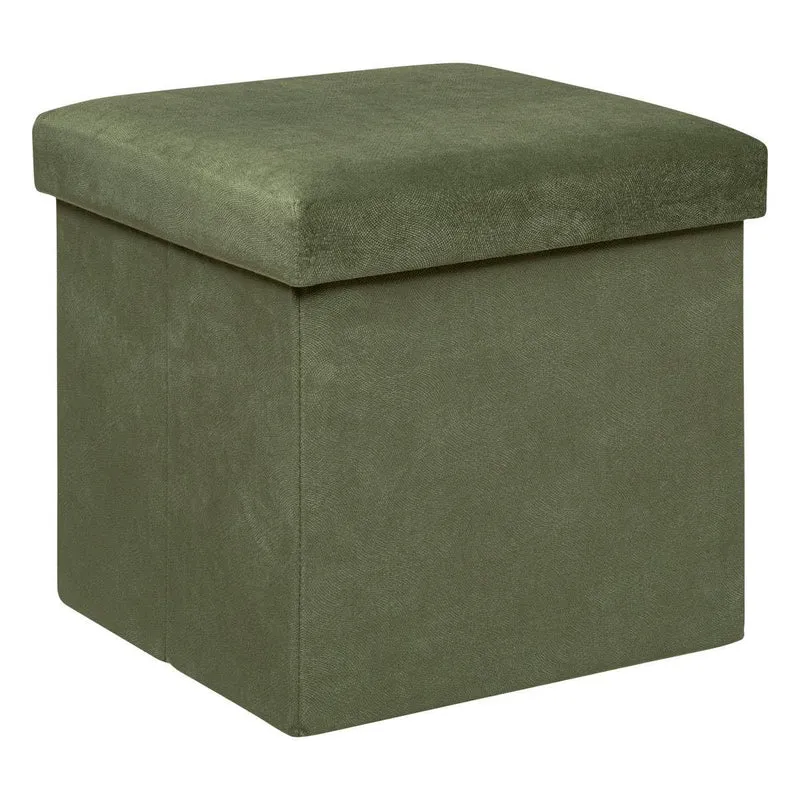 Atmosphera - Pouf Pliant Lilou en Velours 38x38cm Vert Kaki