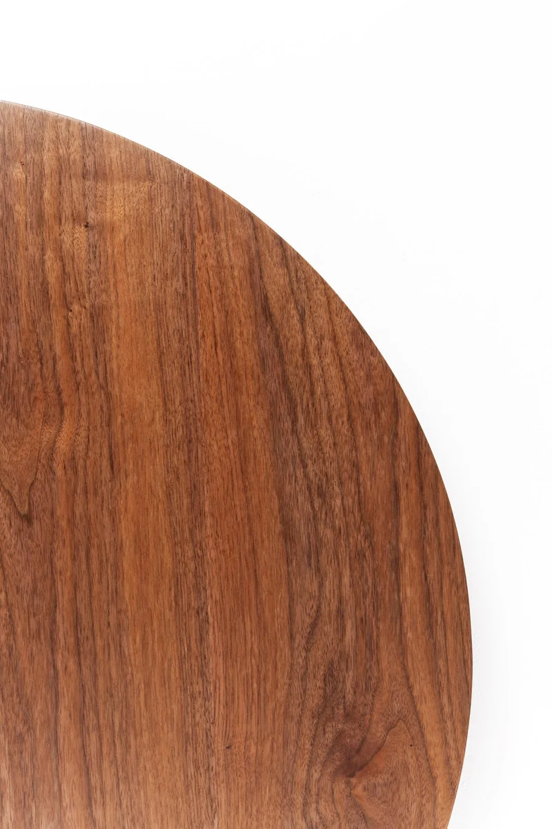 Kare Design Schickeria Table Basse en Noyer, Noir/Marron, diamètre 80 cm, Table d'appoint, Table de Salon, Aspect Bois, Structure en Acier, Ronde, rétro