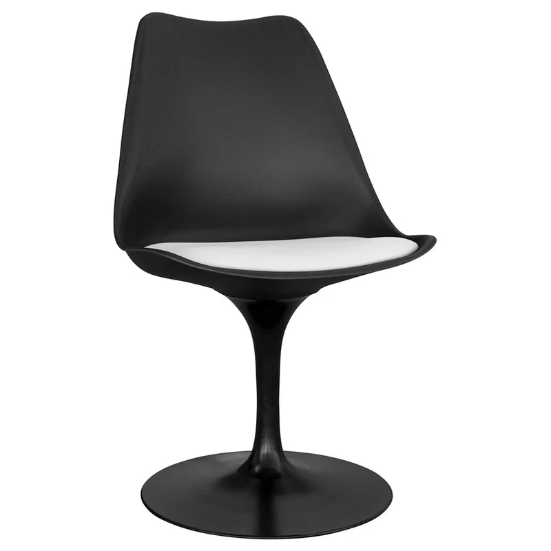 Iconik Interior Tulip Style Chaise de Salle à Manger - Chaise pivotante Noire - Tulip Blanc