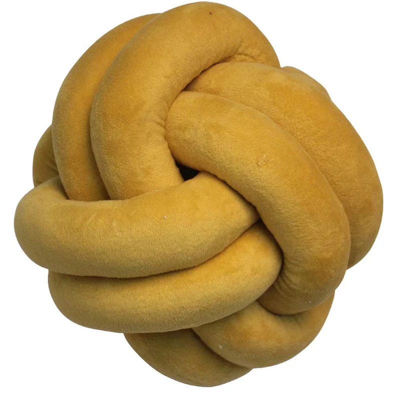 SZETOSY Oreiller de Boule de Noeud - Coussin de Boule de Noeud Fait la Main Oreiller Sieste en coratif Jet pour Chambre canap Voiture Bureau Voyage 25x25cm Jaune