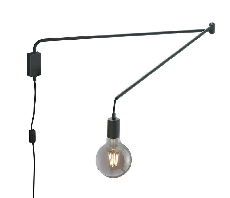 Trio Leuchten Applique murale Line 200200132 en métal noir mat avec 1 ampoule E27