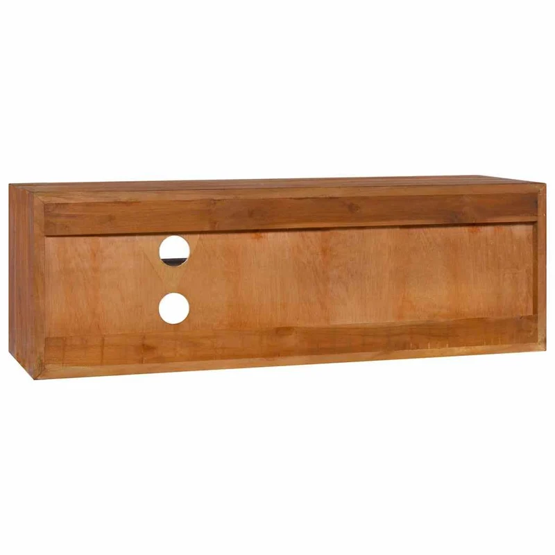 vidaXL Meuble TV Mural Armoire Basse Meuble Divertissement avec 1 Compartiment et 2 Etagères Salon Maison Intérieur 90x30x30 cm Bois de Teck Massif
