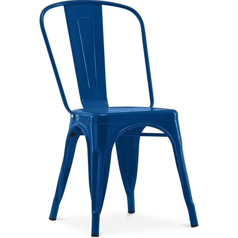 Iconik Interior Tolix Style Chaise de Salle à Manger - Design Industriel - Acier - Nouvelle édition - Stylix Bleu foncé