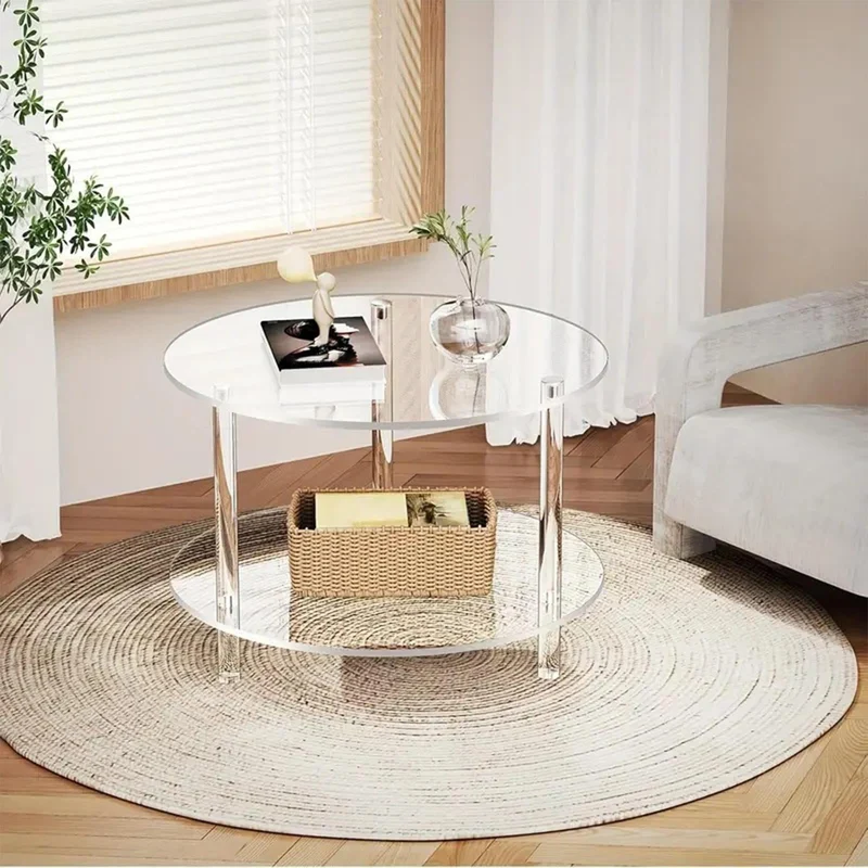 Table basse en acrylique – Tables basses rondes en verre | Table centrale ronde moderne | Décoration esthétique de la maison | Meubles modernes en acrylique pour la maison, le studio, l'hôtel et
