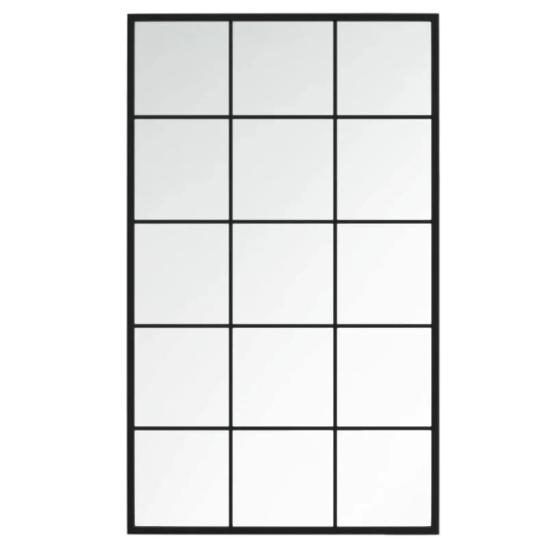 vidaXL Miroir Mural Miroir de Maquillage Miroir de Coiffeuse Miroir de Courtoisie Salle de Bain Maison Intérieur Noir 100x60 cm Métal