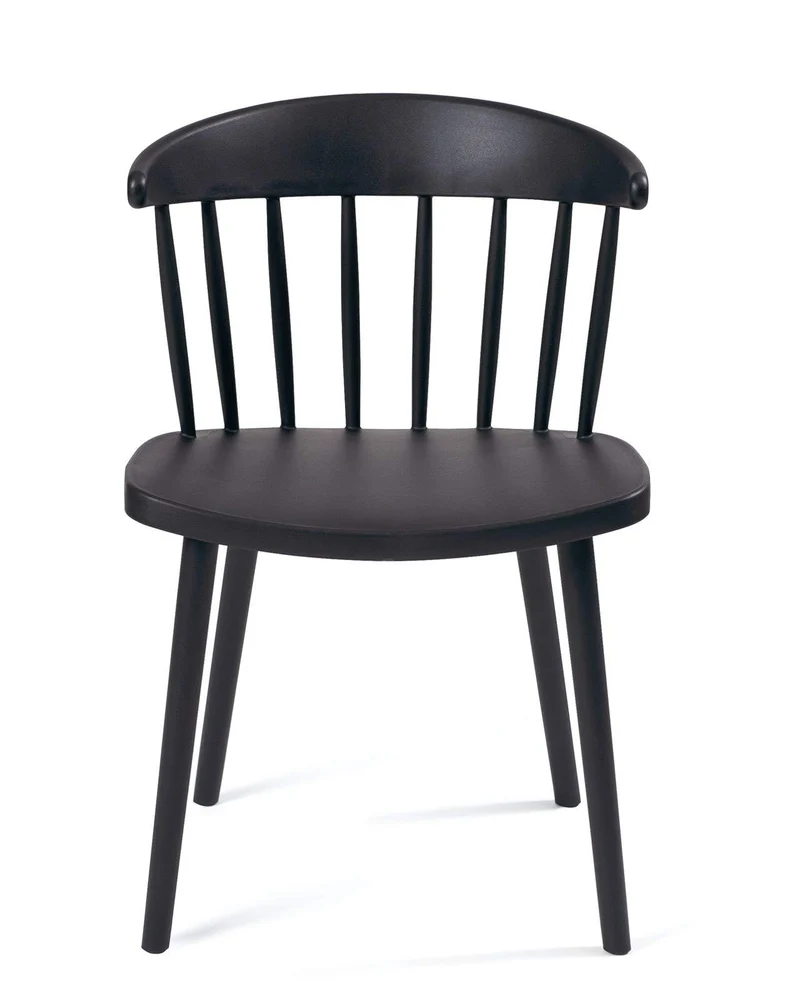 KAYELLES Lot de 2 chaises à barreaux Noires, Style rétro Western - Windsor, Large Assise, Dossier Enveloppant DIA (Noir)