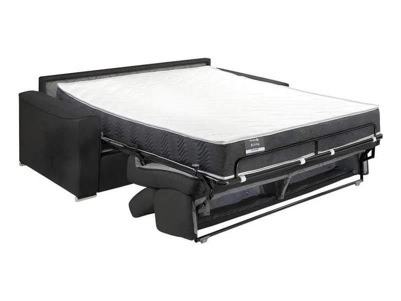 Vente-unique - Canapé 2 Places Convertible Express en Tissu Violet - Couchage 120 cm - Matelas 22 cm avec mémoire de Forme Vizir