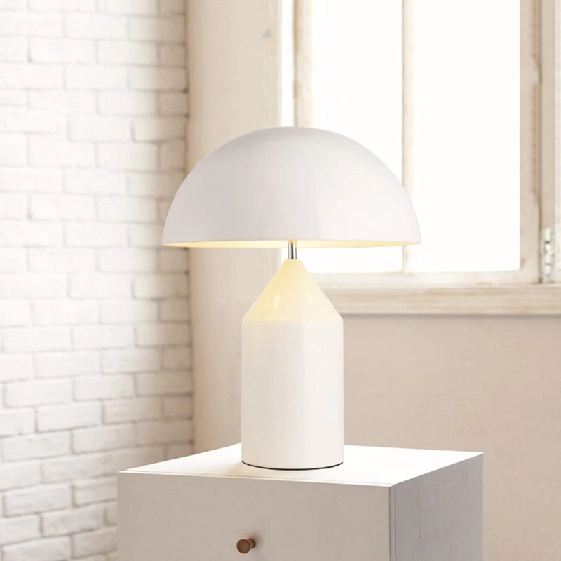 Lampe Champignon Moderne LED Lampe de Chevet Lampea Poser Protection Yeux Bureau Chambre Salon Hôtel Métallique 28x40CM,White