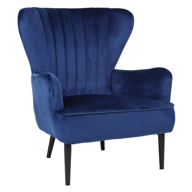 SVITA Arthur Fauteuil de relaxation moderne rembourré en velours Bleu foncé