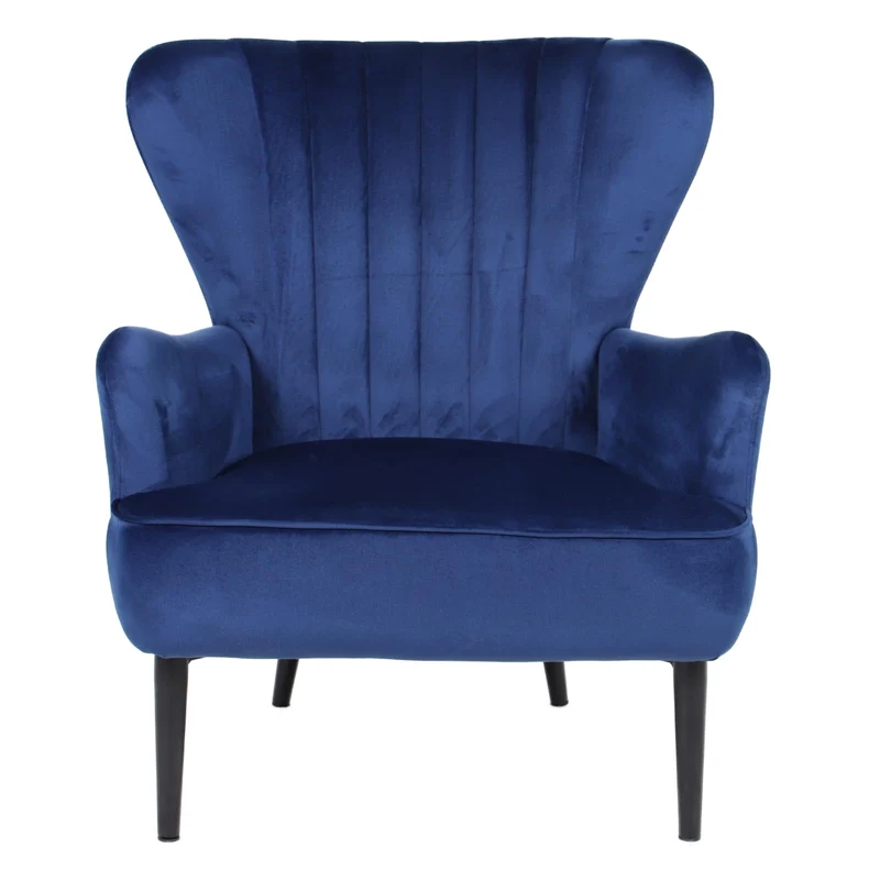 SVITA Arthur Fauteuil de relaxation moderne rembourré en velours Bleu foncé