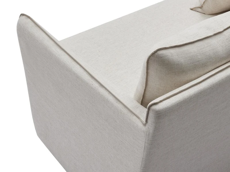Vente-unique - Canapé 3 Places en Lin et Tissu chiné Blanc MASLINO de Maison Céphy