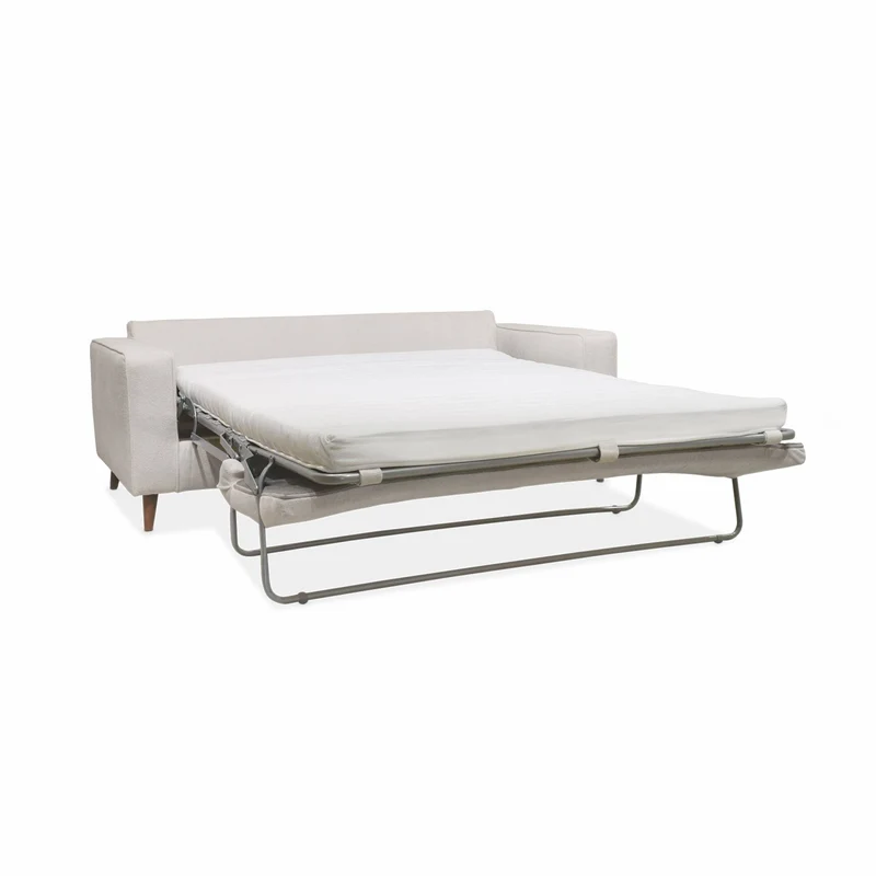 Alice's Home - Canapé lit 3 Places Ivoire avec Matelas 12cm d'épaisseur. fabriqué en France