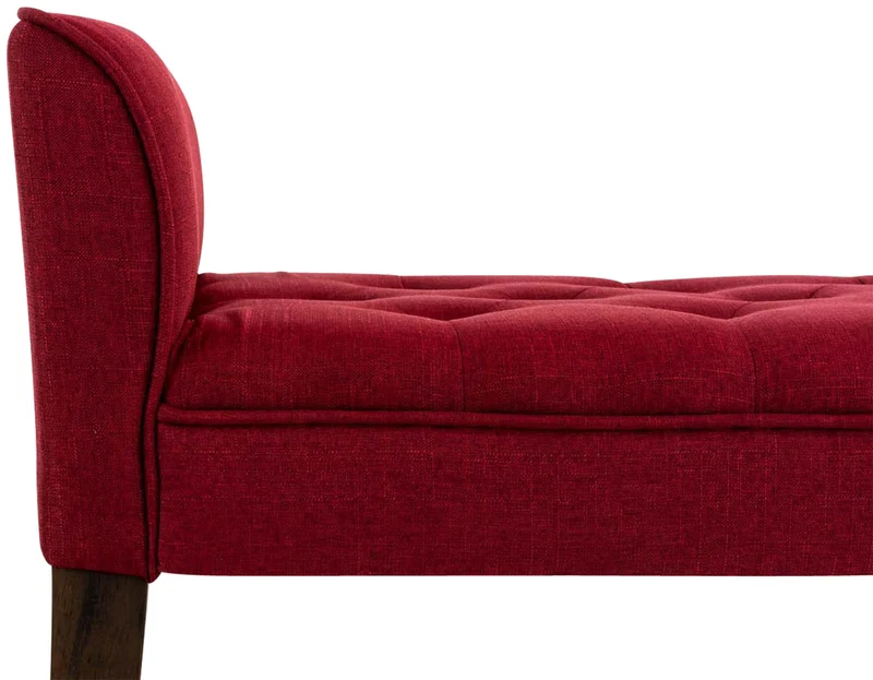 CLP Banquette Cleopatra en Tissu I Banc Rembourré avec Accoudoirs Style Chesterfiled I Piétement en Bois I Banquette Capitonnée 133 x 64 x 43cm, Couleur:Rouge, Couleur du Cadre:Antique foncé