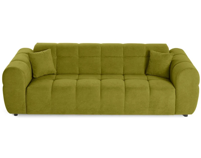Lisa Design - Ray - canapé Droit 3 Places en Tissu texturé, Vert