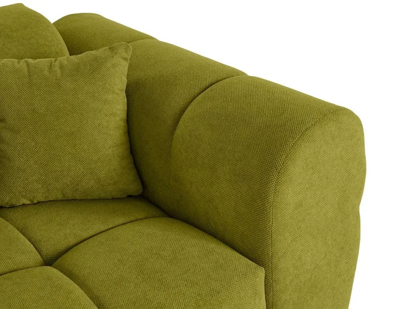 Lisa Design - Ray - canapé Droit 3 Places en Tissu texturé, Vert
