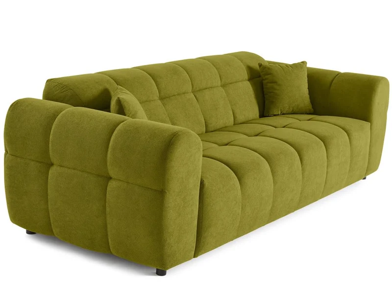 Lisa Design - Ray - canapé Droit 3 Places en Tissu texturé, Vert