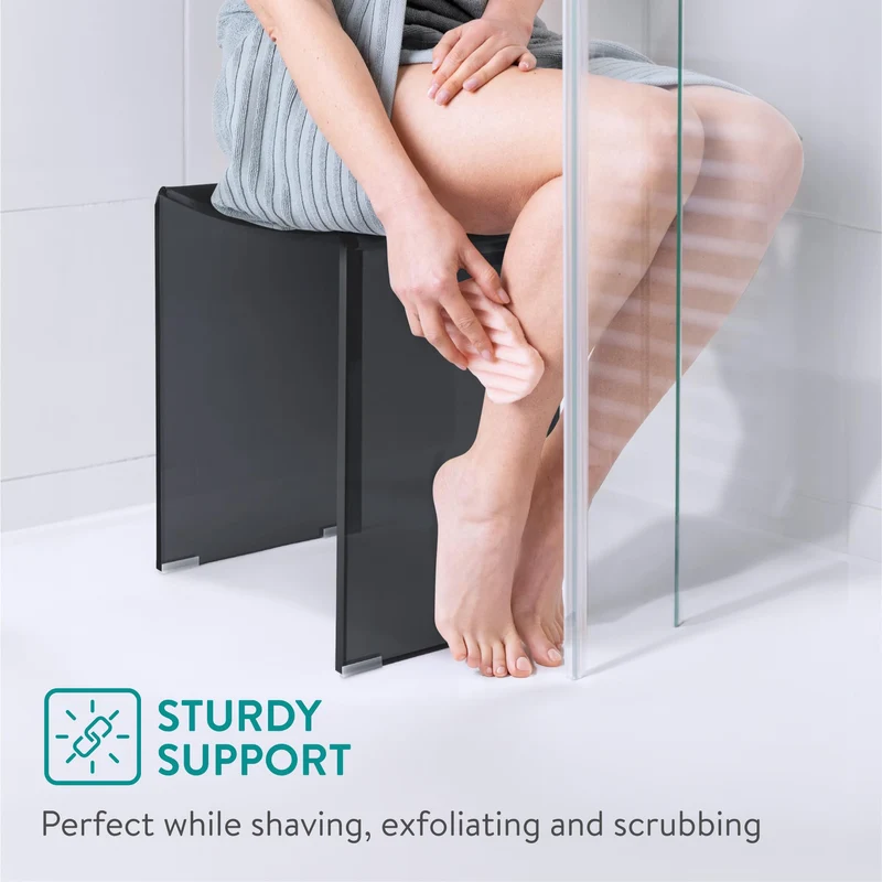 Navaris Tabouret de Douche – Siège en Acrylique 43,5 x 37 x 28 cm capacité maximale 100 kg – Tabouret antidérapant pour Salon Cuisine Couloir