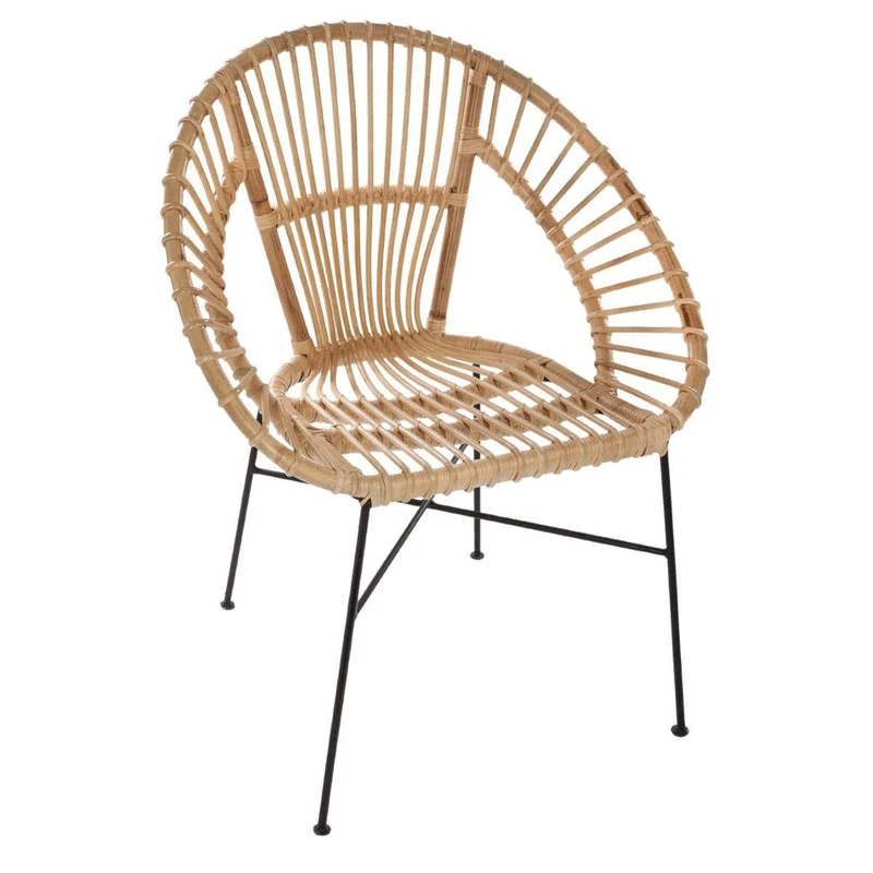 Atmosphera - Fauteuil Keko en métal et rotin