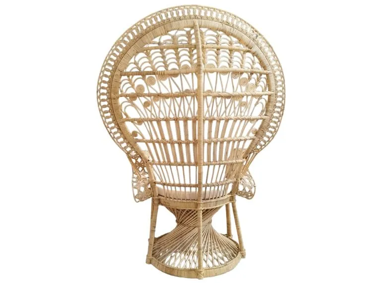 Fauteuil Emmanuelle H.147 cm en rotin tressé avec Un Coussin Blanc - Peacock