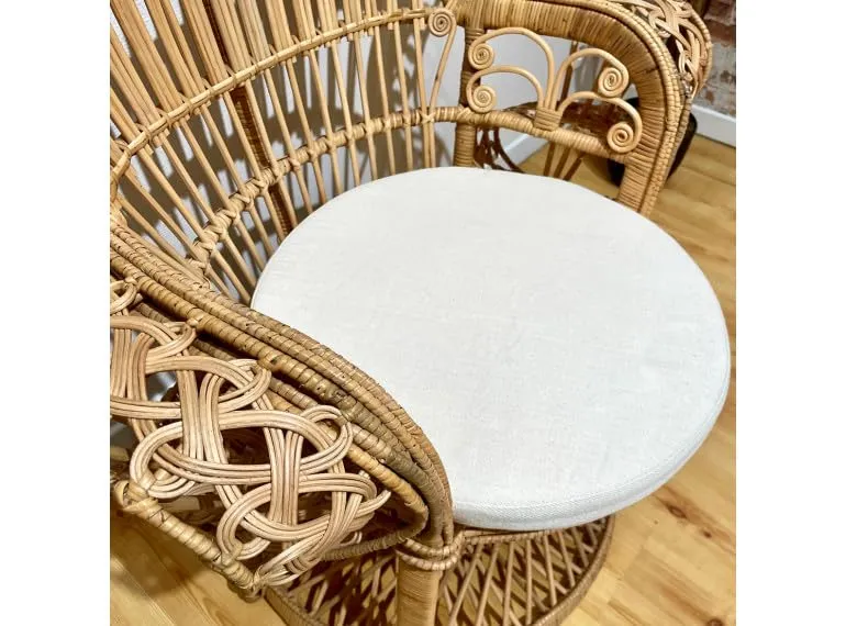 Fauteuil Emmanuelle H.147 cm en rotin tressé avec Un Coussin Blanc - Peacock