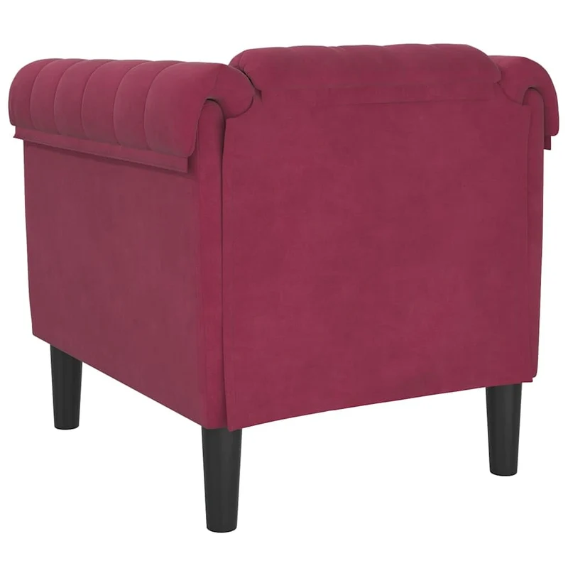 vidaXL Fauteuil, Chaise de Relaxation avec Accoudoirs et Dossier, Canapé de Salon Salle de Séjour Intérieur, Moderne, Rouge Bordeaux Velours