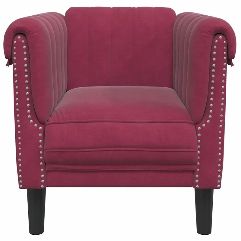 vidaXL Fauteuil, Chaise de Relaxation avec Accoudoirs et Dossier, Canapé de Salon Salle de Séjour Intérieur, Moderne, Rouge Bordeaux Velours