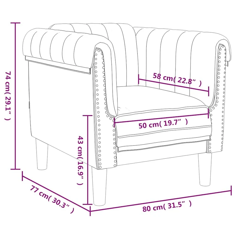 vidaXL Fauteuil, Chaise de Relaxation avec Accoudoirs et Dossier, Canapé de Salon Salle de Séjour Intérieur, Moderne, Rouge Bordeaux Velours