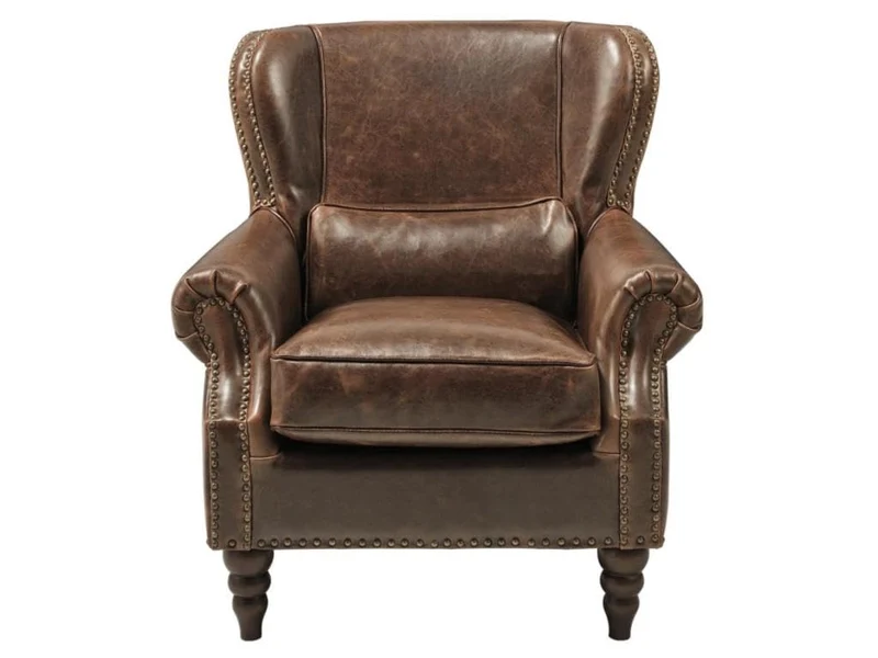 Vente-unique - Fauteuil 100% Cuir Edouard - Marron