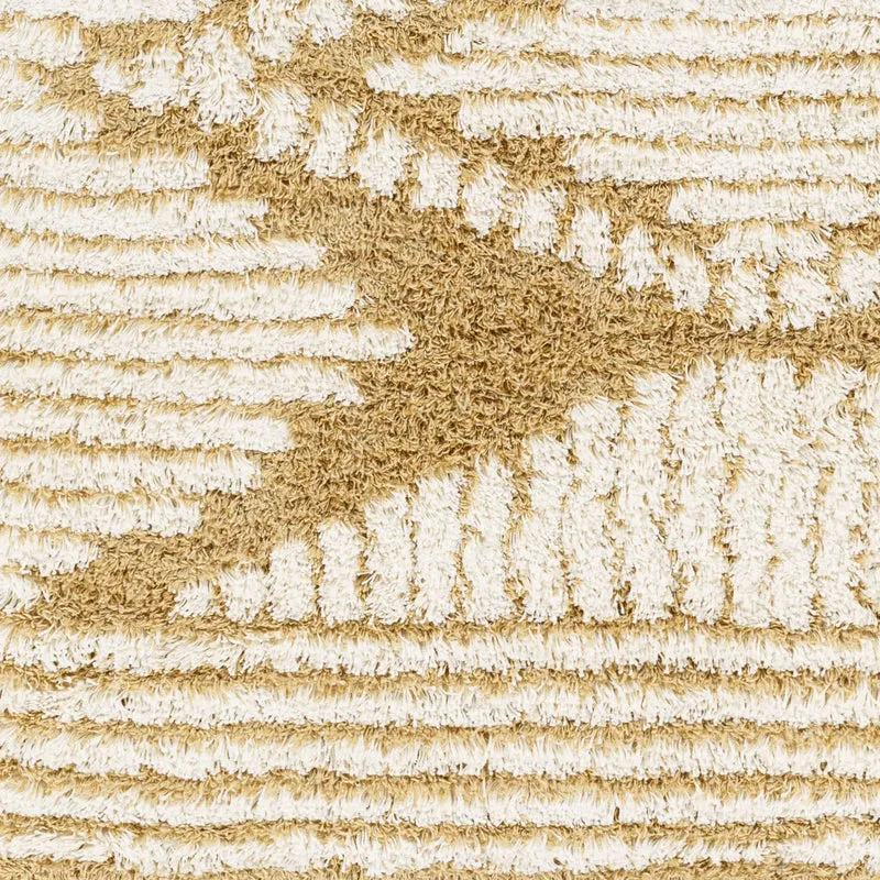 Livabliss Tuzla Tapis Shaggy Berbere - Tapis Salon, Salle à Manger, Chambre Adulte et Ado, Cuisine - Poil Long Moelleux et Doux, Beige Motif Berbère, Carpette Chambre 160x220 cm - Moutarde et Blanc