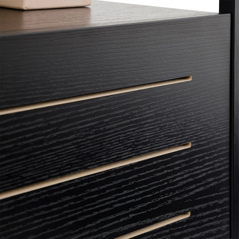 IDIMEX Table de Chevet ARUMA H 51 cm avec 1 tiroir, Plateau en Verre au Style Moderne et Industriel Coloris Noir, pour Chambre avec Rangement Niche Ouverte