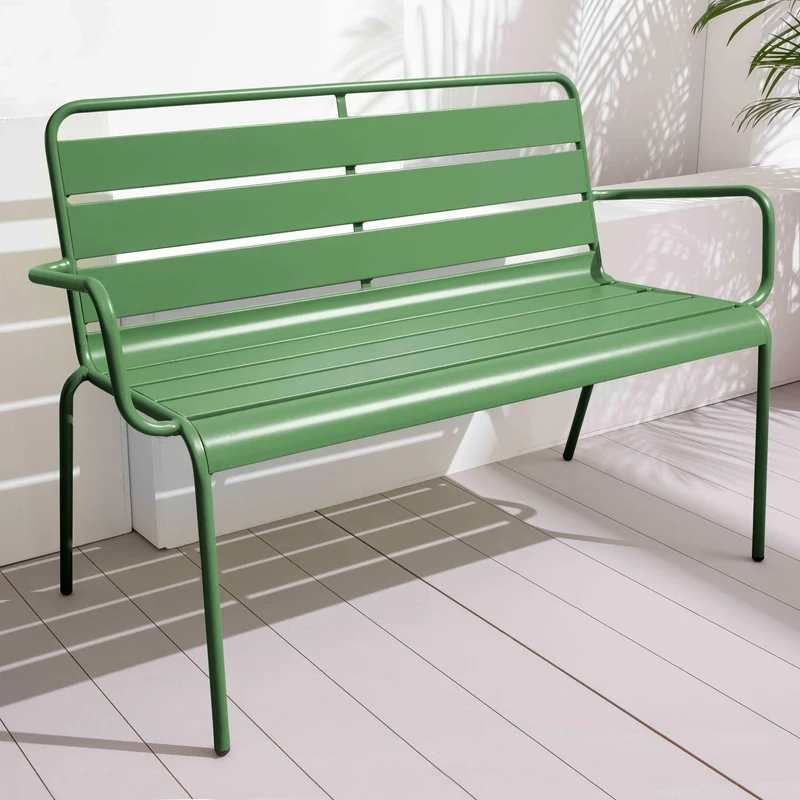 Oviala Banc de Jardin en métal Vert Cactus - Palavas