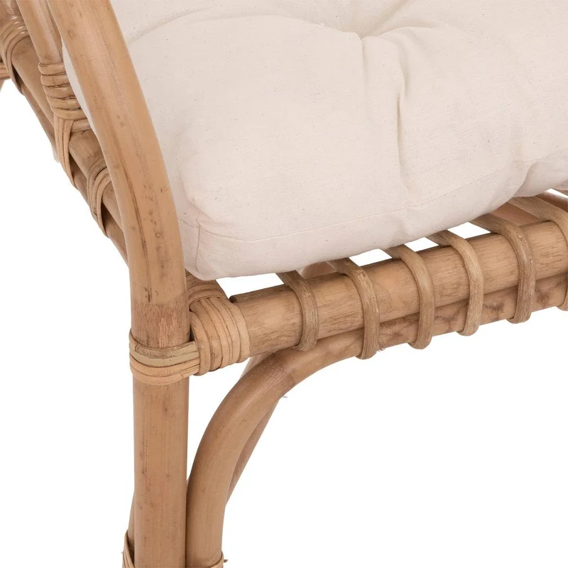 Atmosphera - Fauteuil Neta - rotin et Coton - Blanc