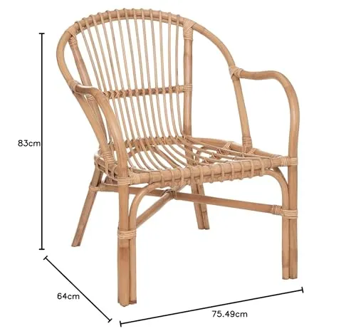 Atmosphera - Fauteuil Neta - rotin et Coton - Blanc