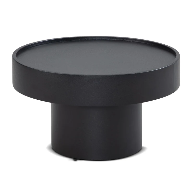 FineBuy Table basse ronde en métal noir 60 x 60 x 36 cm en forme de champignon Petite table d'appoint pour salon moderne
