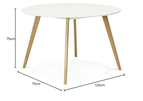 ALTEREGO Table de Cuisine Ronde Design Blanc 120x120x75 cm Table Ronde pouvant accueillir 6 Personnes.