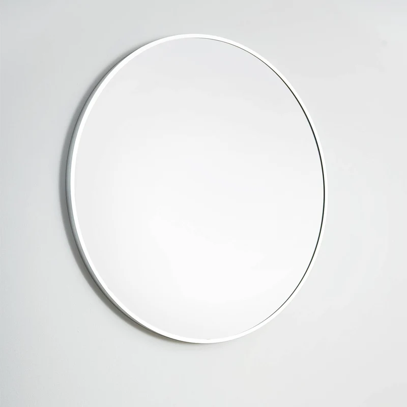 GOLD&CHROME UNIQUE DESIGN, Miroir Mural, Rond, avec Cadre en Aluminium - Blanc ⌀60 Miroir revêtue de téflon, résistante à l'humidité Cadre de Miroir, 2 cm de Profondeur, Peint par poudrage