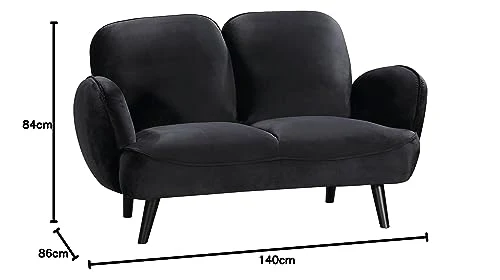 Atlantic Home Collection Ben, canapé 2 Places, Velours, Noir