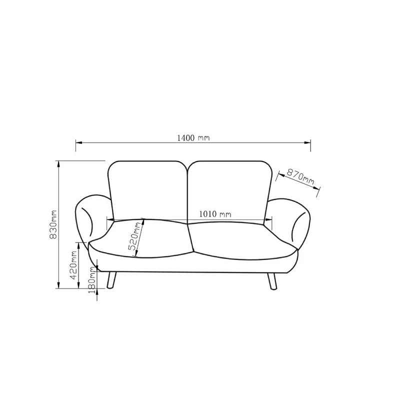 Atlantic Home Collection Ben, canapé 2 Places, Velours, Noir