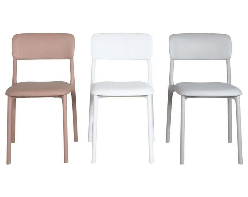 KAYELLES Lot de 2 chaises contemporaines de Cuisine, Chambre ou Salle à Manger en polypropylène avec Confortable Coussin en Simili Cuir rembourré intégré Rim (Gris Clair)