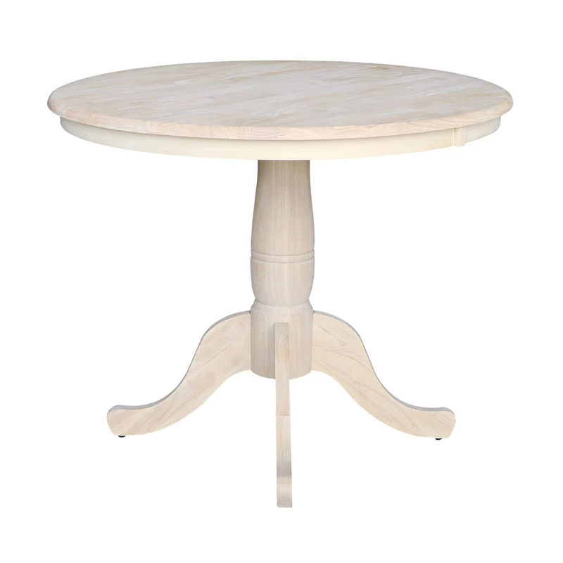 International Concepts IC Table de Salle à Manger Ronde en Bois véritable Massif, Bois de parawood Robuste, 91,4 cm, Brut