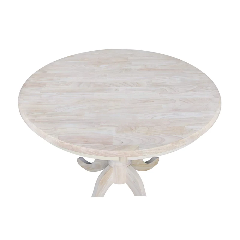 International Concepts IC Table de Salle à Manger Ronde en Bois véritable Massif, Bois de parawood Robuste, 91,4 cm, Brut
